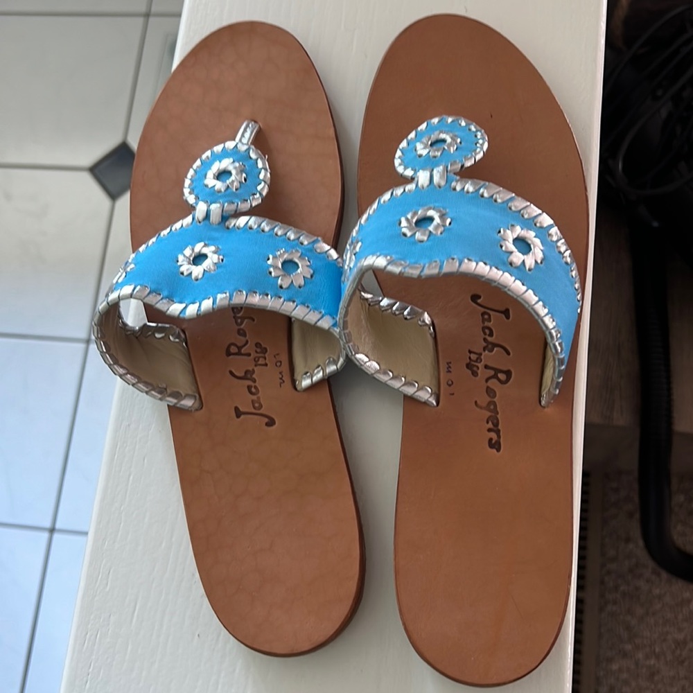 New Jack Rogers Boating Jacks (Light Blue/Silver) Women's Sandals size 10